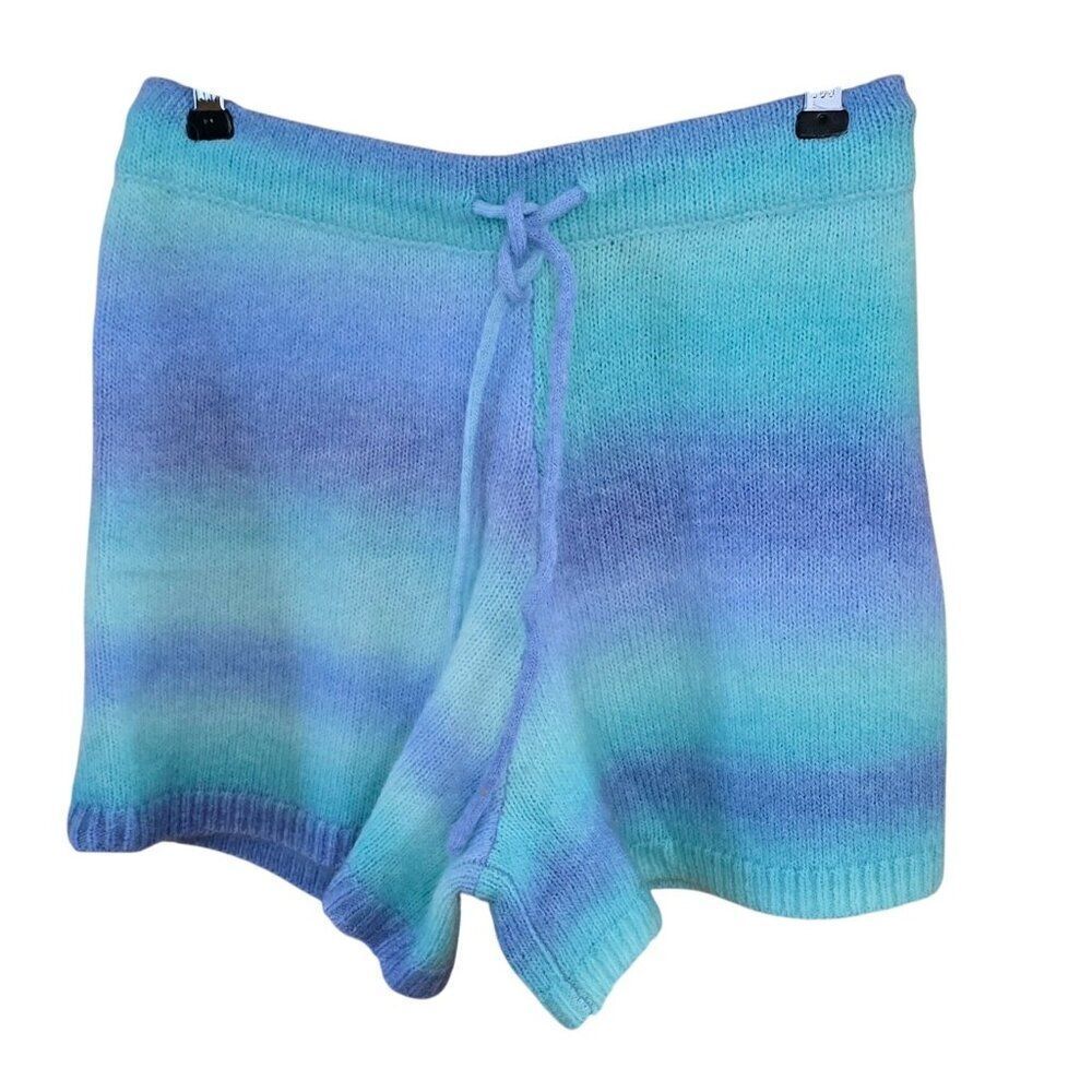 Pastel Gradient Wool blend Knit Shorts hombre blue green cottagecore fairycore